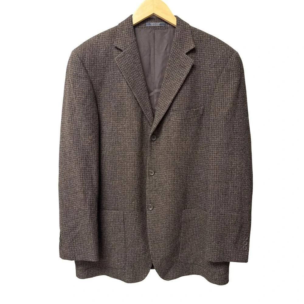 Arnold Brant Sport Coat Men 48 Brown Wool Blend Italian Fabric Blazer Academia
